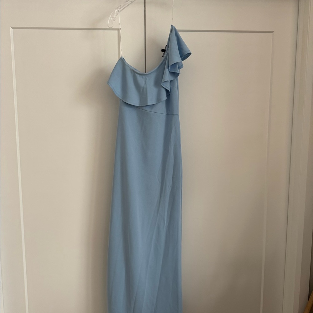 Lulu's Sky Blue One-Shoulder Dress